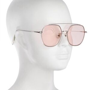 GENTLE MONSTER Boogie Silver Frame Sunglasses with Pink Lenses